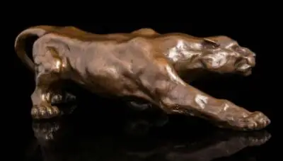 15 дюймов Арт Деко скульптура Ягуар пантера животное бронзовая статуя | Дом и сад