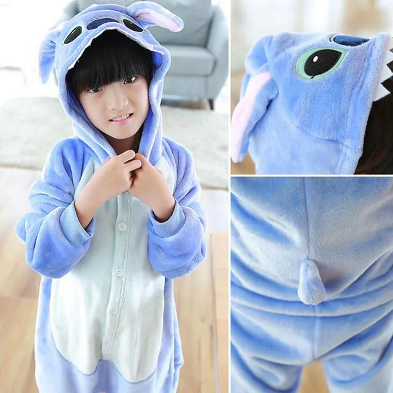 Onesie/Детские пижамы кигуруми с единорогом; Пижама с рисунком панды, единорога, стежка; Фланелевая Пижама для мальчиков и девочек; забавные пижамы с капюшоном для косплея