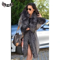 bffur real fox fur cashmere coat warm whole skin long coat women with fox fur collar solid women wool jacket with natural fur
