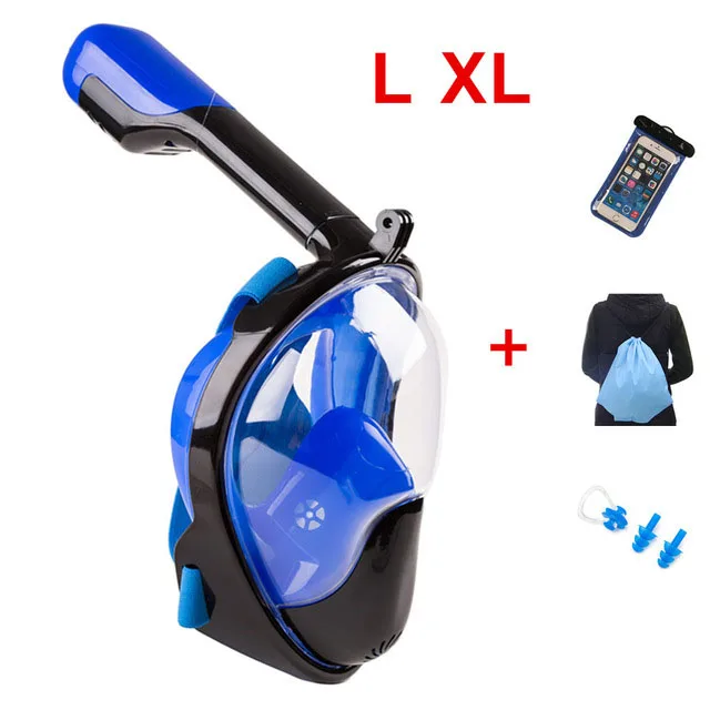 Blue Set L XL Маска для дайвинга, подводная противотуманная маска для подводного плавания, маска для подводного плавания для мужчин и женщин - Цвет: Blue Set L XL