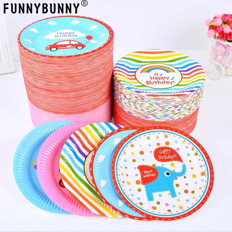 FUNNYBUNNY Sweet Girl 6 шт. с днем рождения для вечеринки радуги и розового цвета круглые
