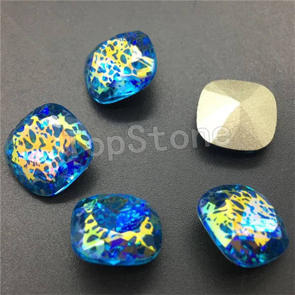 Blue TopStone K9 кристалл патина 12 мм стекло классический квадратный Стразы смешанные цвета Pointback жир квадратный камень - Цвет: Blue
