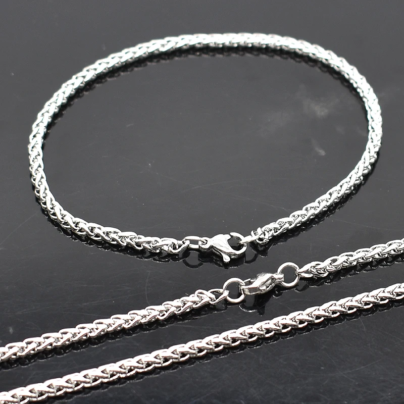 AMUMIU 3 мм ширина 316L нержавеющая сталь для женщин и мужчин цепочка ожерелья
