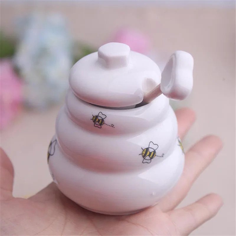 20 шт предназначены для пчелиных керамических Горшочек меда с деревянной Диппер