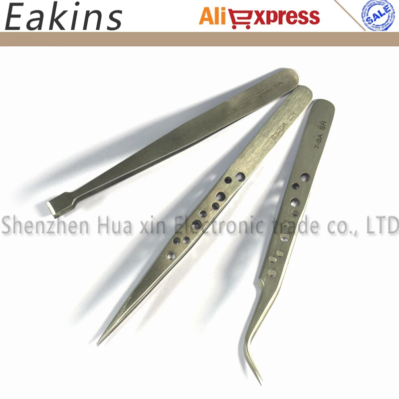 3 шт./компл. Немагнитный Пинцет из нержавеющей стали с матовой полировкой плоские