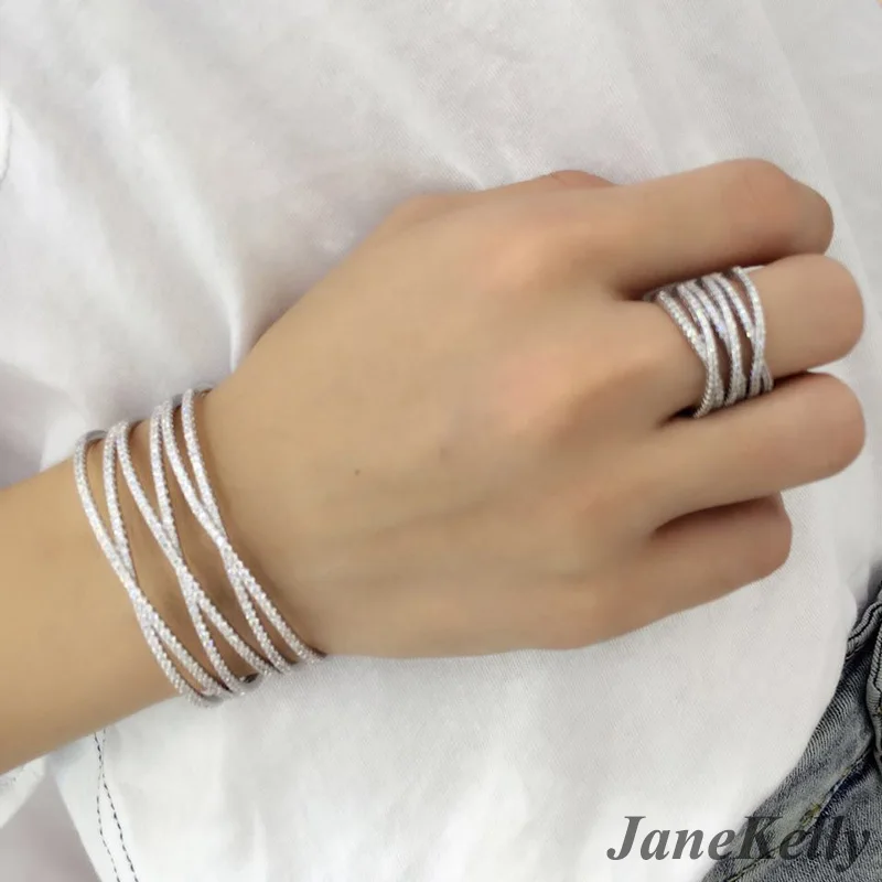 Janekelly дизайнерский Топ аксессуары модные уникальные манжеты браслет и кольцо