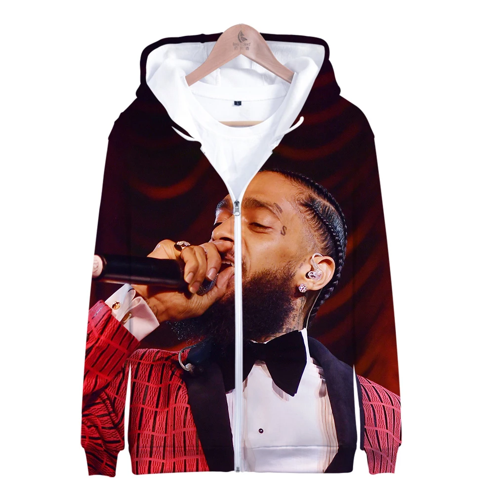 Толстовка на молнии nipsey hussle Повседневная с капюшоном осенняя и зимняя одежда |