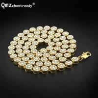 men hip hop bling round stone jewlery miami cuban link chains shiny round fully crystal rhinestone long chains necklaces