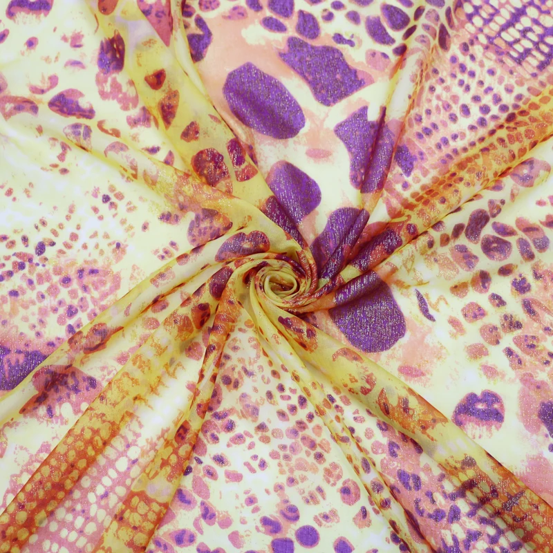 50cm*135cm Bronze silk fabric gold africa leopard print breathe chiffon gauze fashion dress material | Дом и сад