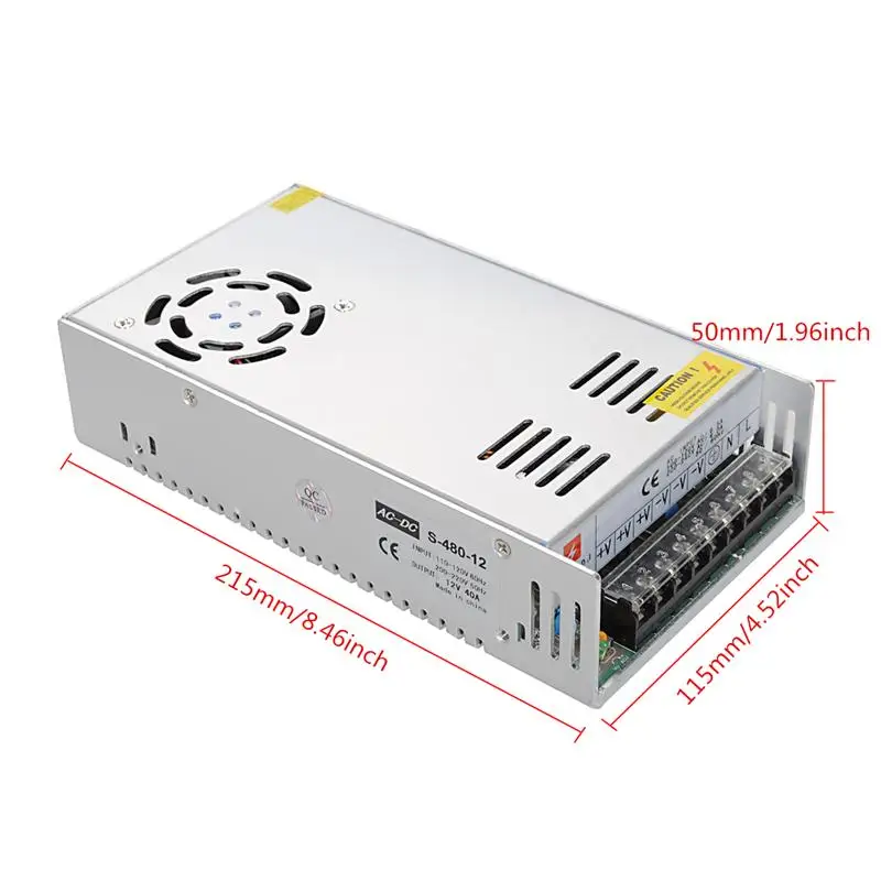 ESCAM AC85-265V To DC12V 40A 480W Драйвер импульсного источника питания для камеры