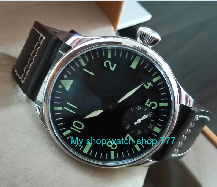 Зеленые светящиеся 44 мм parnis 6498/ST3621 17 jewels механические ручные ветрозащитные