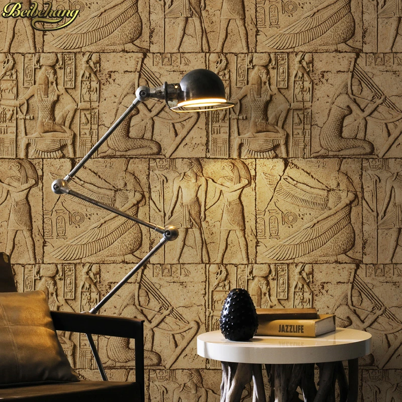 

beibehang High Quality Embossed wallpaper 3D Egypt ancient wall murals Classical sculpture vintage PVC vinyl wallcovering waterp