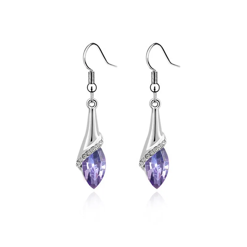 Посеребренные хрустальные серьги в форме капли воды модные ювелирные изделия