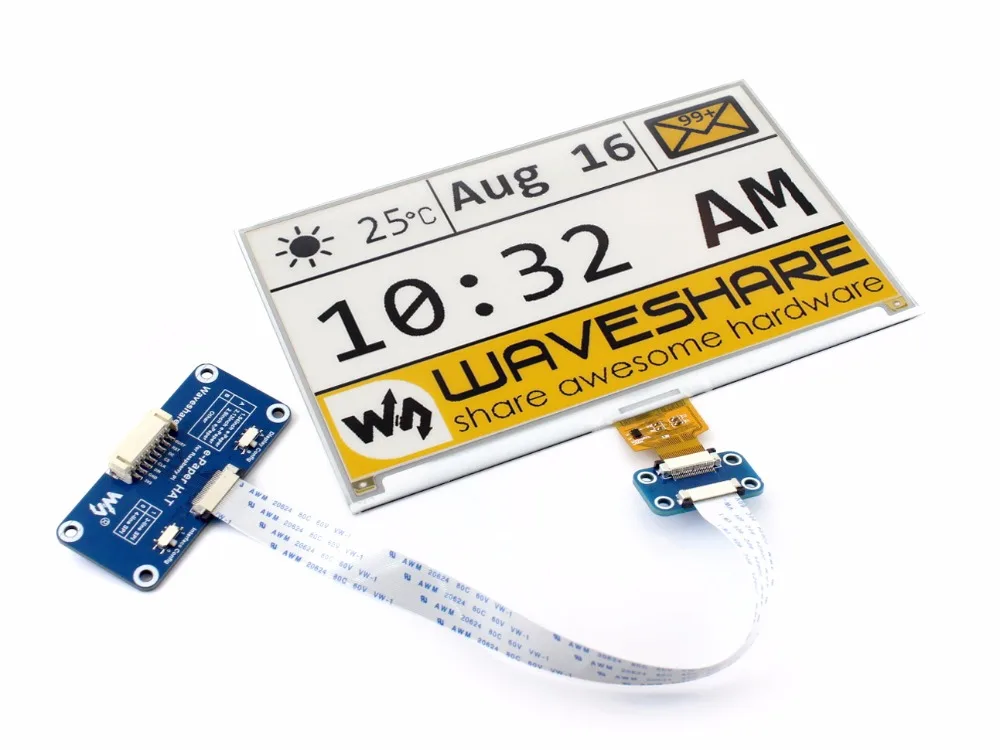 7.5inch e-Paper HAT (C) 640x384 E-ink Display Module Three-color SPI interface compatible with Raspberry Pi 2B/3B/Zero/Zero W | Компьютеры