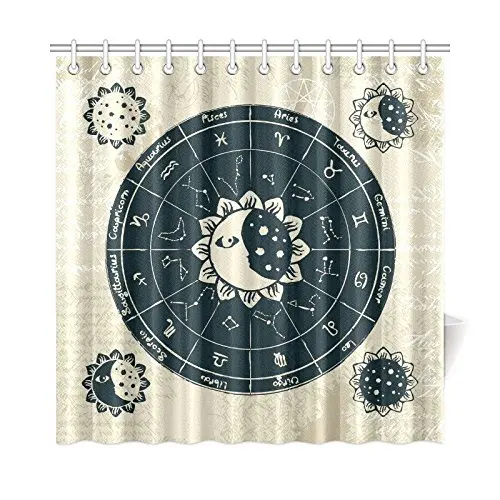 Sun and Moon домашний декор винтажные зодические созвездия полиэстер ткань занавеска