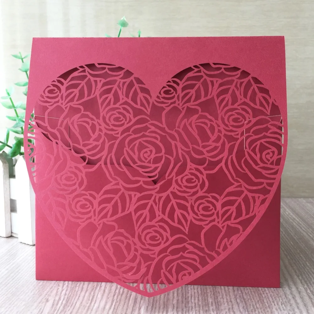 20pcs/lot New Arrival Laser Cut Heart Design Wedding Party Card Invitations Birthday Banquet Supplies | Дом и сад