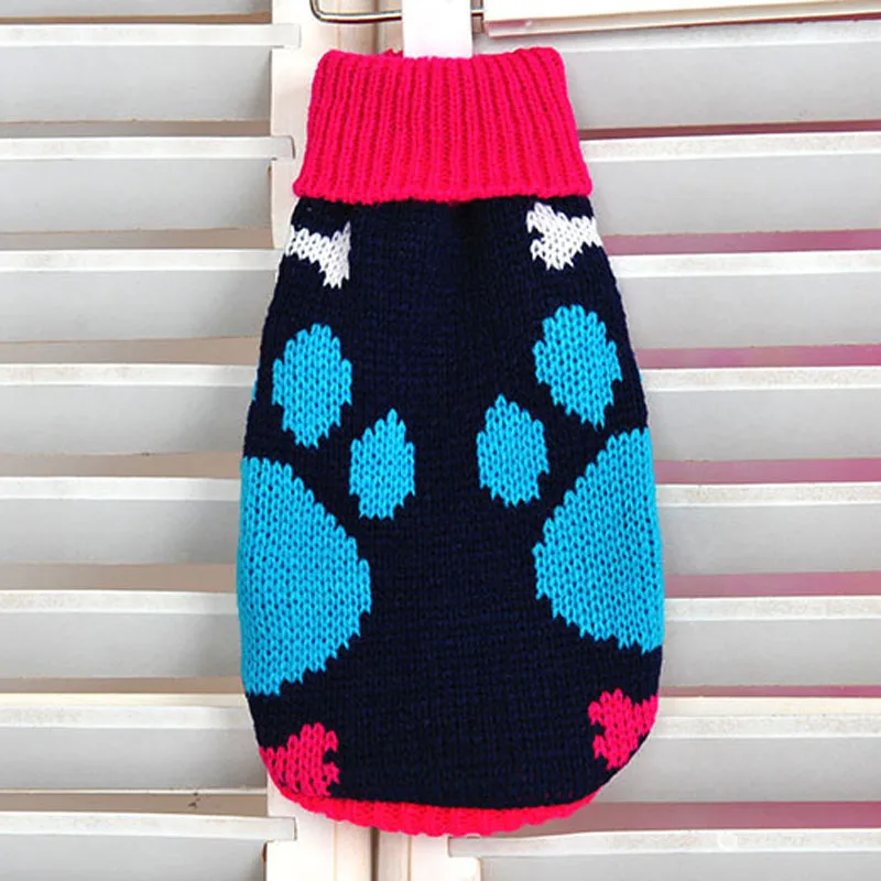 Одежда для домашних собак Зимний вязаный теплый свитер полосатый трикотаж с