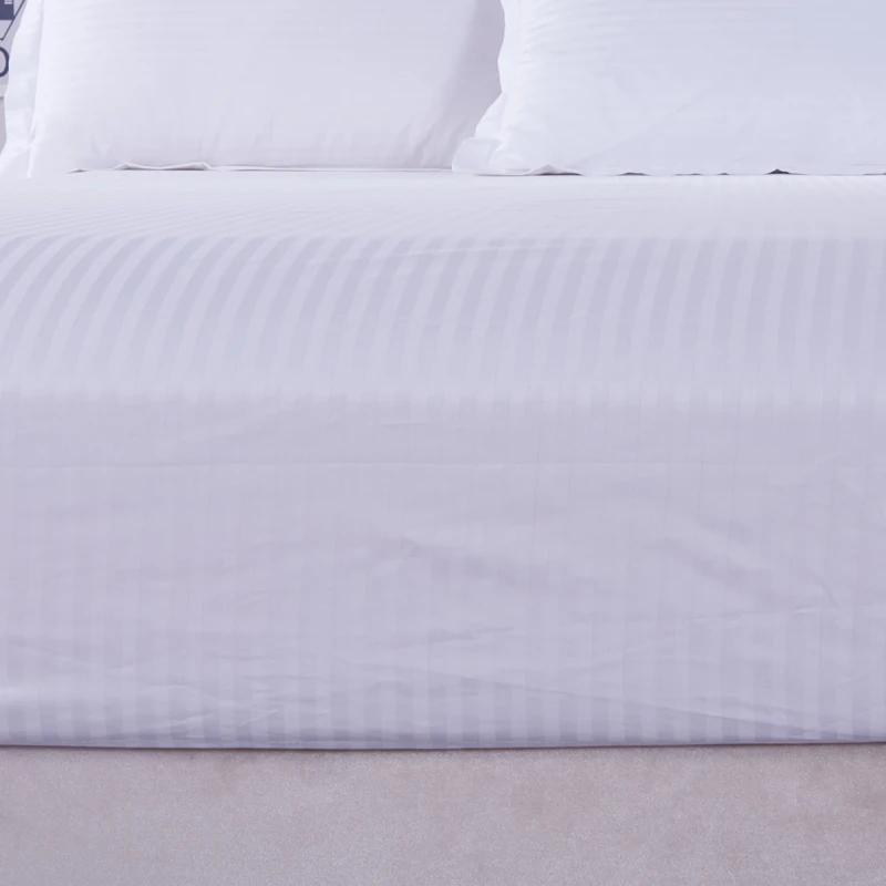 Белоснежный атлас полосы 4 Шт. пододеяльник + простыня наволочка 100% хлопок мягкий