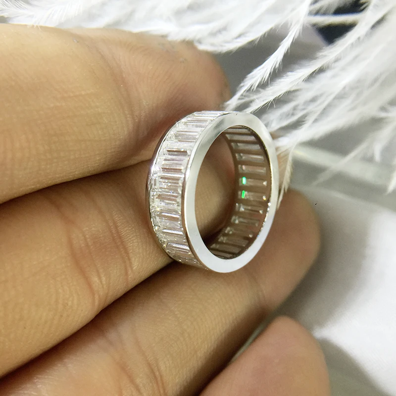 Женское кольцо AEAW браслет с бриллиантом и изумрудом 14 к белое золото 2x5мм DF 8.5ctw |