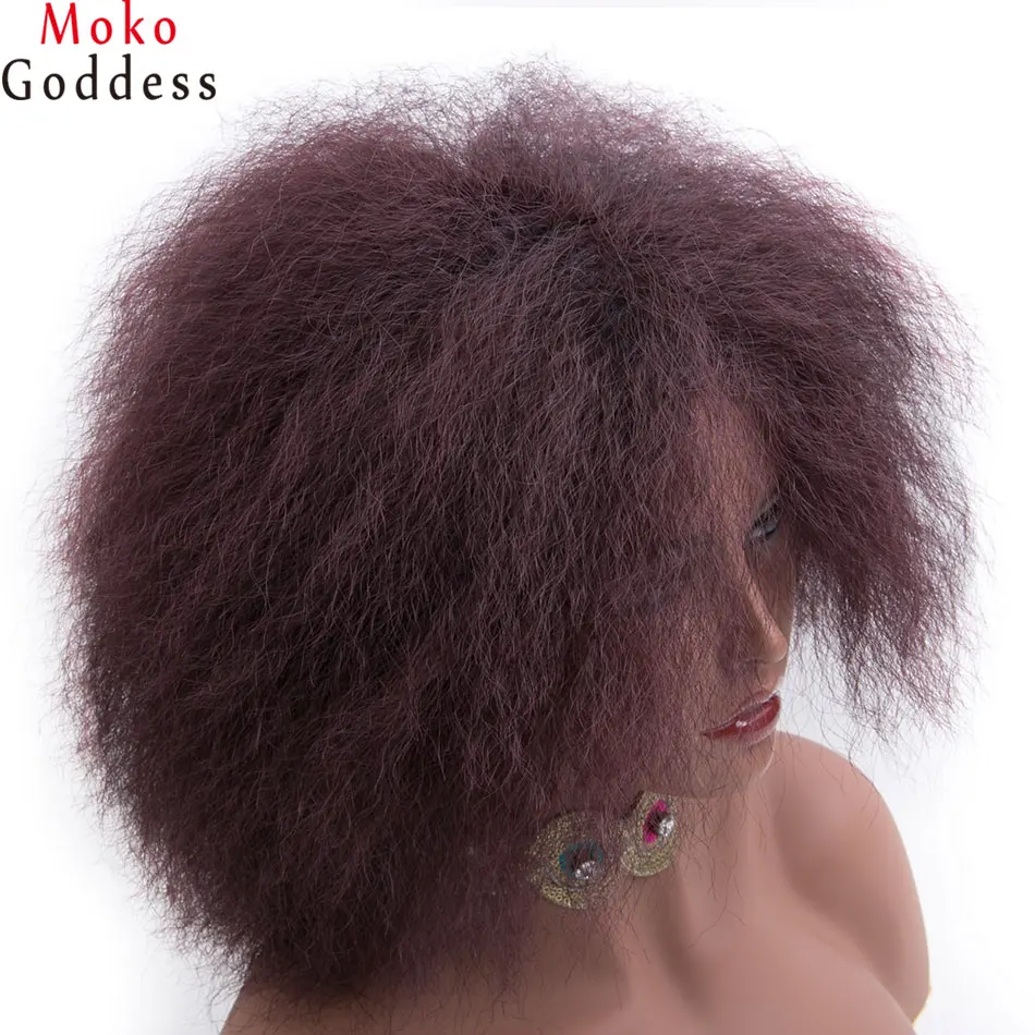 Mokogoddess короткие волосы парики для женщин черный кудрявый парик Синтетический Высокая температура волокна женские парики