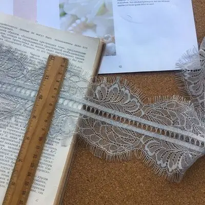 6 метров цена 10 см Широкий двусторонний ресниц кружевной ткани DIY Одежда свадебная вуаль сшивание аксессуары - Цвет: light grey