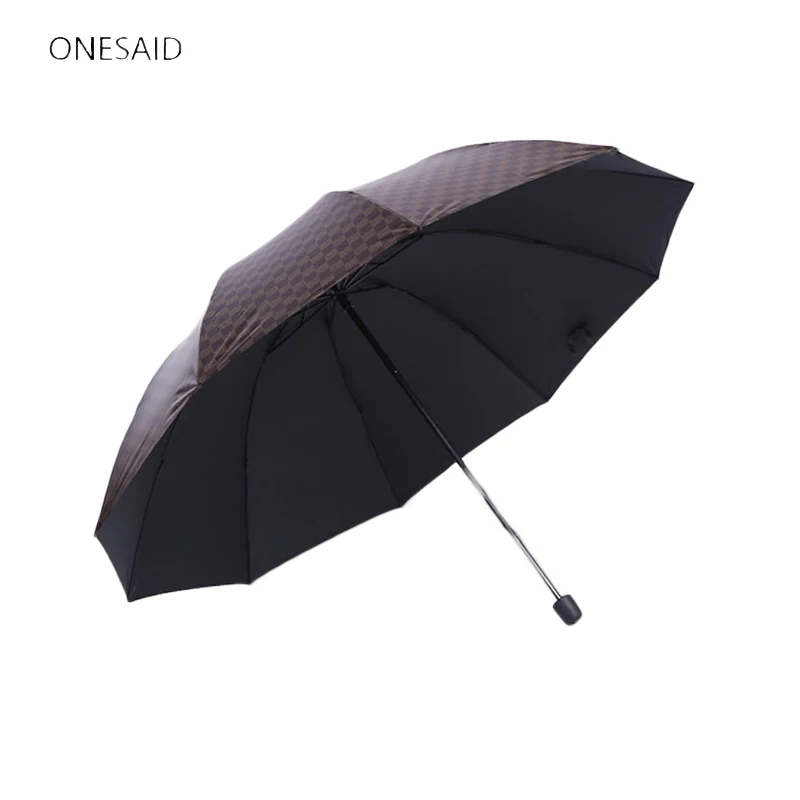 ONESAID Women Black Coating Umbrella Female Anti-UV Three-folding High Quality Men's Business Umbrellas For 2-3 People | Дом и сад