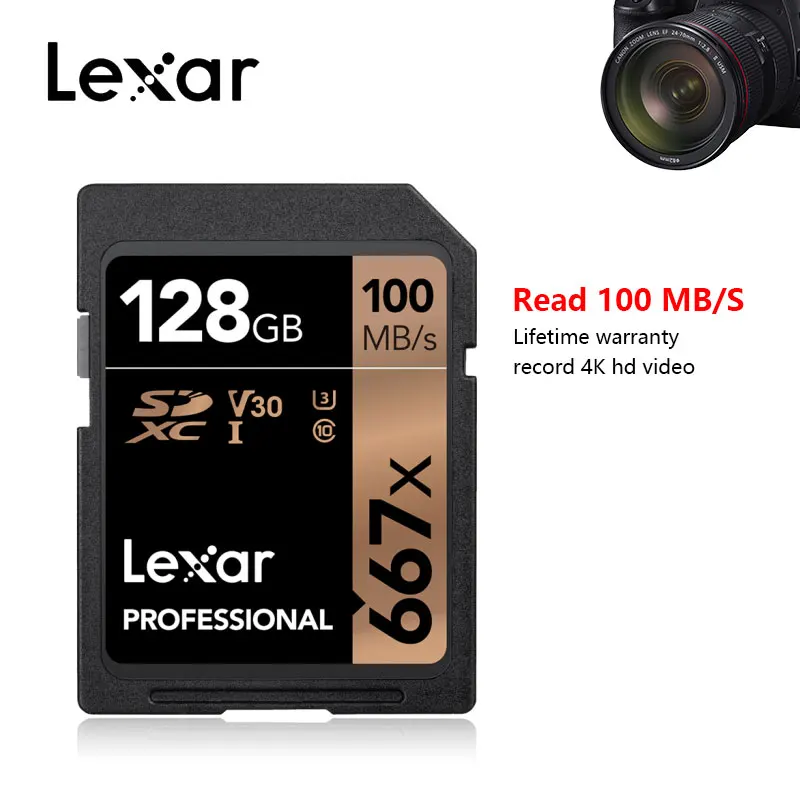 Lexar 667x SD карта, карта памяти Micro SD карта SDXC Class10 256 ГБ 64G 128G tf карта C10 UHS-I 100 МБ/с. флеш-карта для Full HD Камера