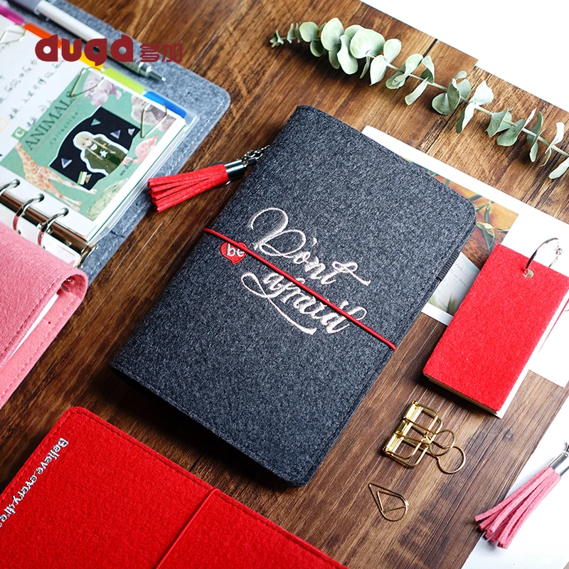 

Simple Bandage Felt Fabric Notebook Refillable Travel journal Diary Creative Binder Office Supplies Ring Binder For Gift