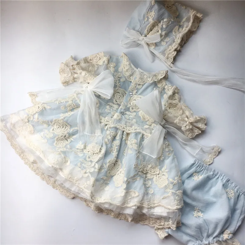 2019 Spring Spanish Children's Clothing Court Girl Lace Embroidery Princess Dress Baby Birthday Communion G136R | Детская одежда и