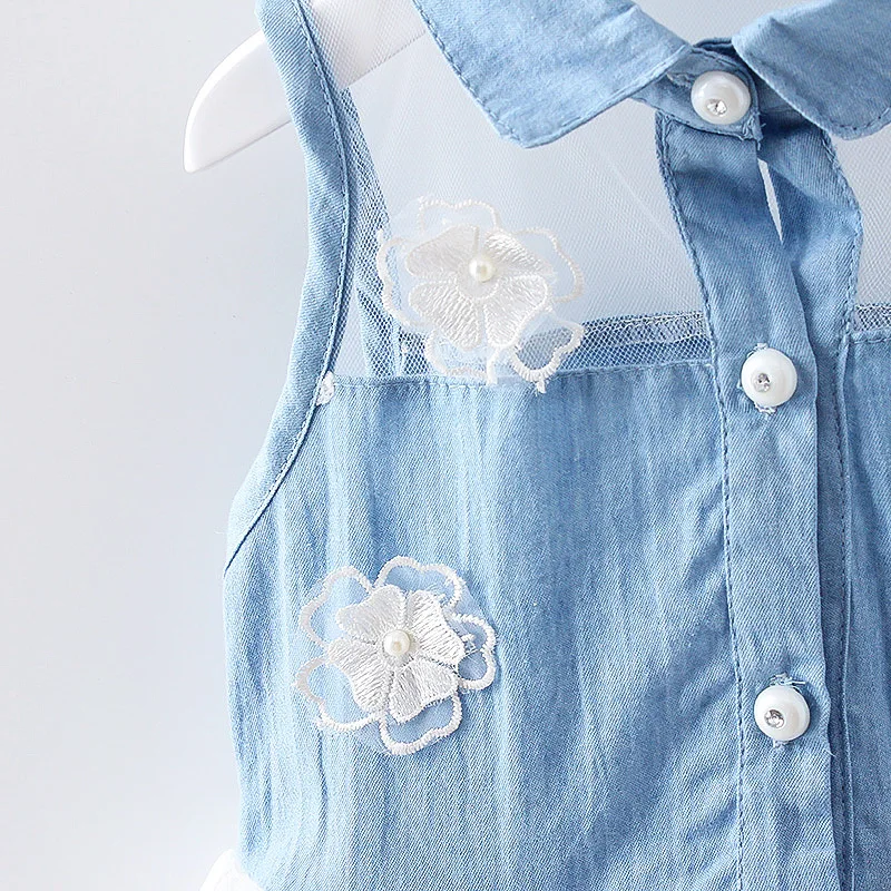 The new hollow gauze cowboy dress flower girls |