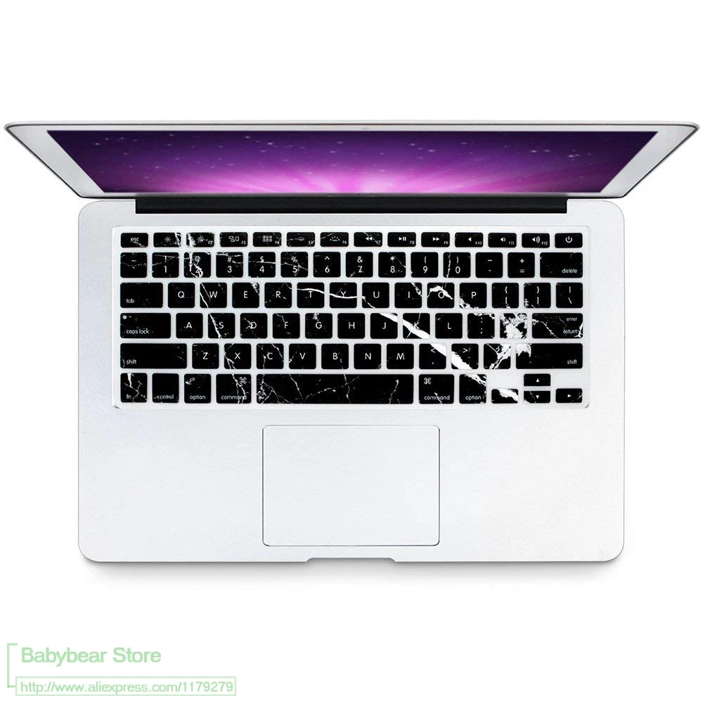 Чехол с черной мраморной текстурой для клавиатуры macbook air 13 защита постепенным