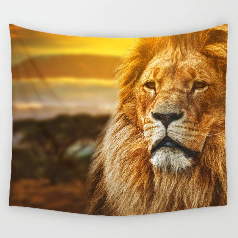 DecorUhome 1 шт. 100% полиэстер Лев масла гобелен 3D освещение ревущий взгляд повесить