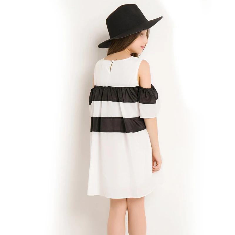 Figwit Платье в полоску для девочек 2018 лето-осень Новая детская одежда с открытыми