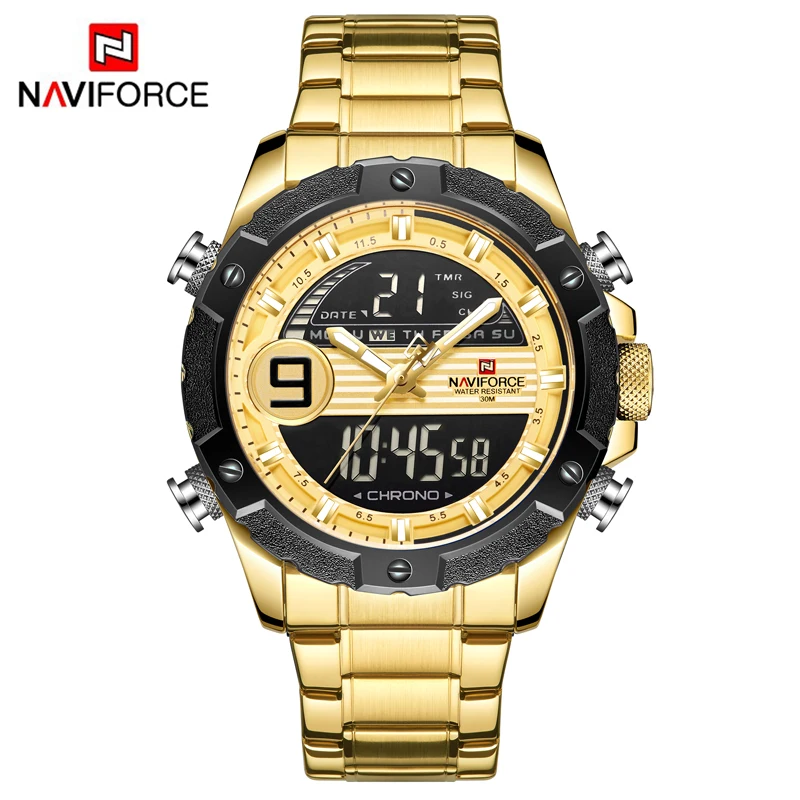 

NAVIFORCE Men Military Sport Watches Mens Dual Display Quartz Watch Fashion Luxury Brand Wristwatch Male Clock Relogio Masculino
