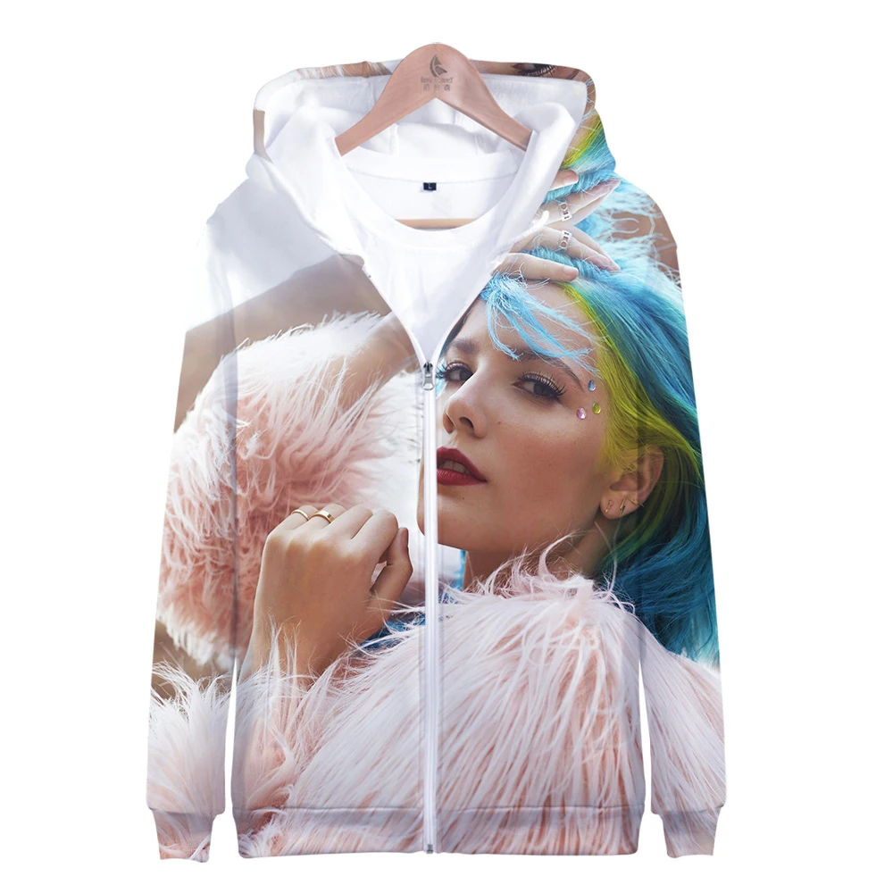 

Halsey 3D Printed Zipper Hoodies Women/Men Fashion Long Sleeve Hooded Sweatshirts 2019 Hot Sale Hip Hop Trendy Streetwear Hoodie