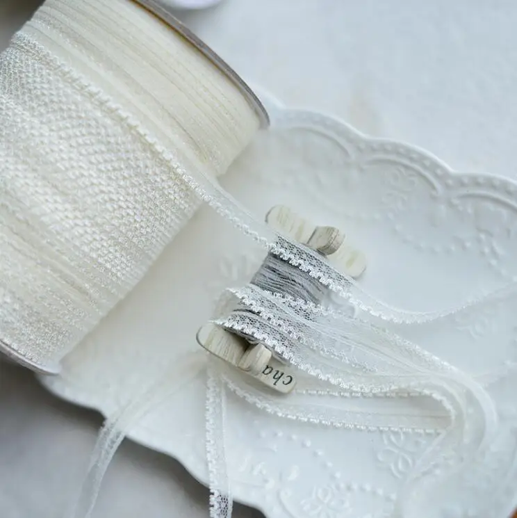 Wholesale 20 Meters White Light Beige 0.9cm WidthThin Non Elastic Stretch Clothing Lace Trim Ribbon | Дом и сад
