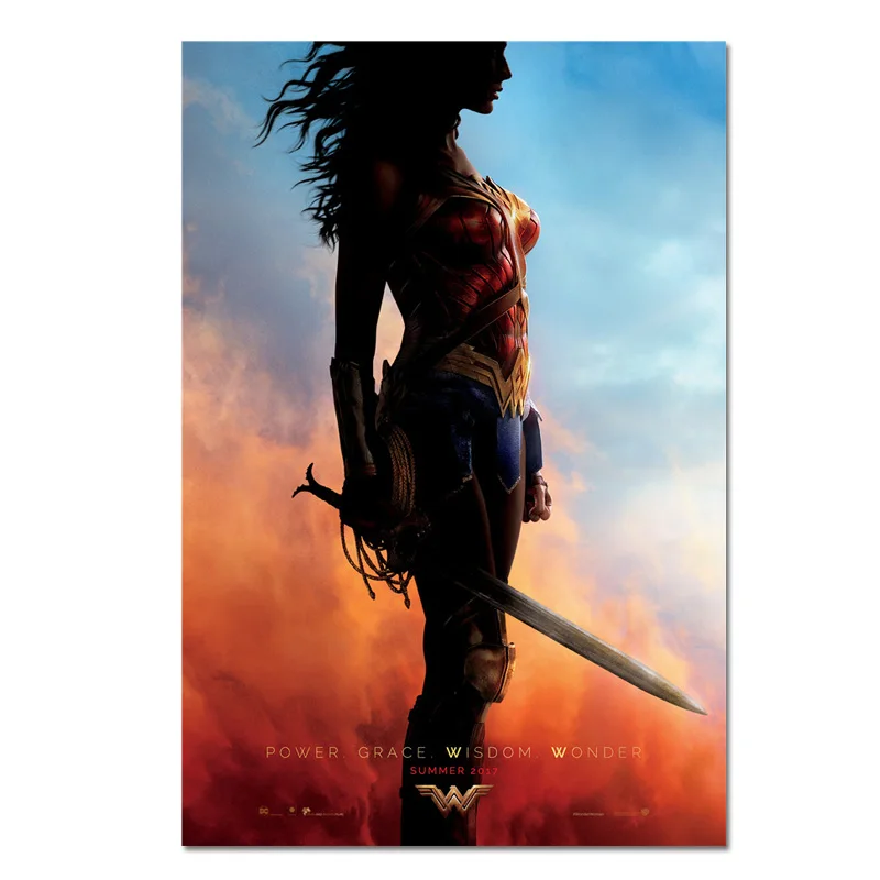 Wonder Woman плакат Gal Gadot постеры и принты героини шелковые художественные картины декор для спальни 20x30 дюймов без рамки - Цвет: D