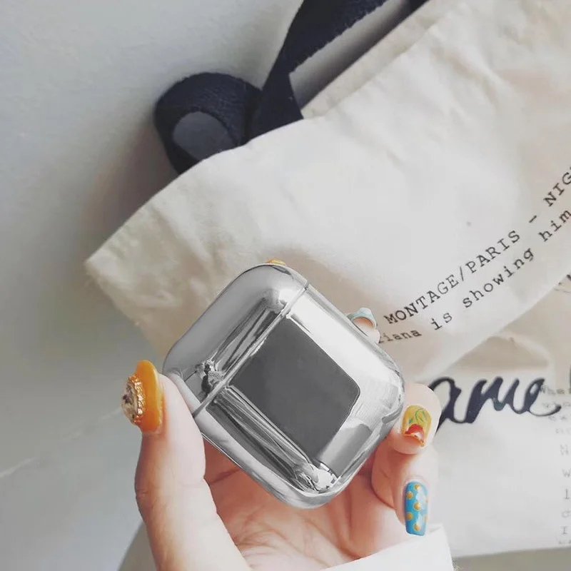 Silver Чехол для Airpods 2 чехол s с гальваническим покрытием Жесткий Чехол Для Air pods 2 роскошные золотые противоударные наушники Чехлы аксессуары для кожи - Цвет: Silver
