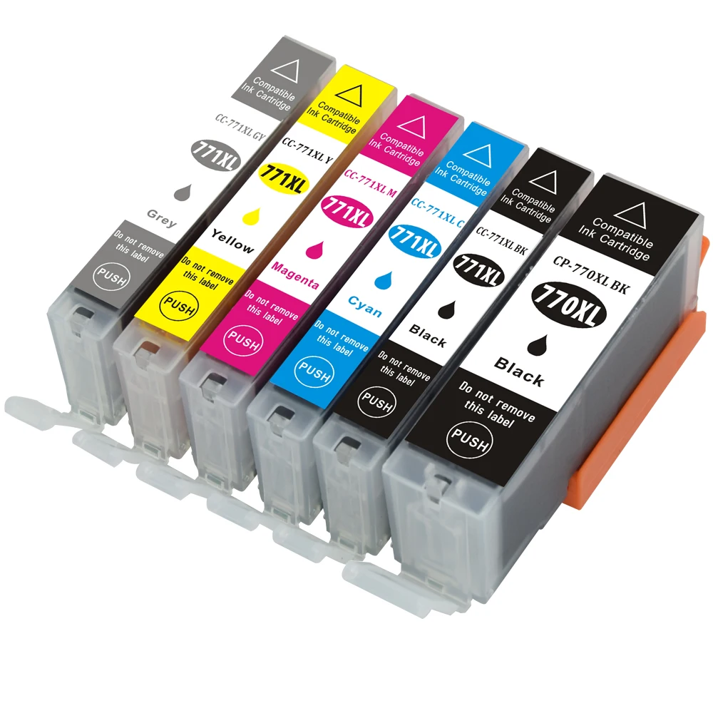 Совместимый картридж Замена для CANON PGI 770XL CLI 771XL с PIXMA MG7770/MG6870/MG5770 (1B + 1PBK 1C 1M 1Y 1GY) 6