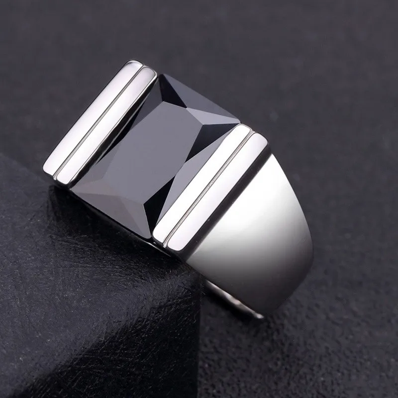 Мужское кольцо из обсидиана серебро 925 пробы регулируемый размер|silver ring|obsidian ringring