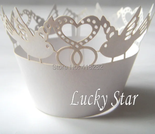 Бесплатная доставка 12 шт./лот белый голубь маффин кекс обертка лазерная бумага