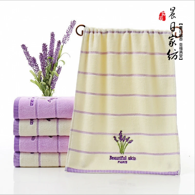 Махровое полотенце SENNLLJUNG 100% хлопок банное s для взрослых фиолетовое клетчатое