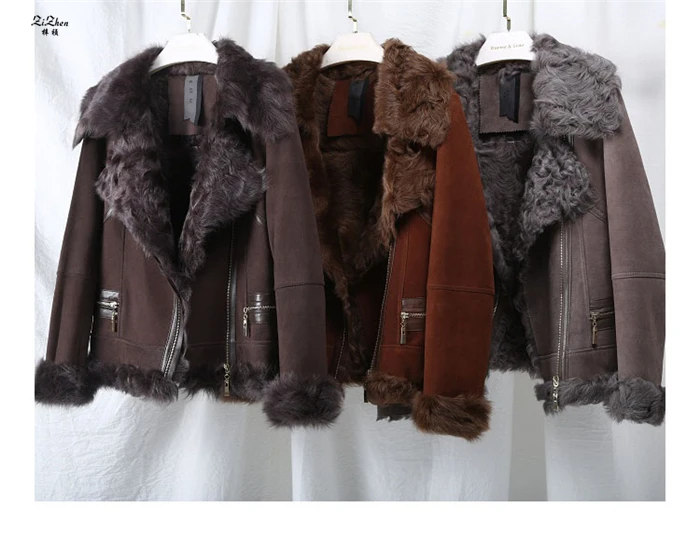 ZiZhen Genuine Leather Natural Wool Liner Shorts Jacket New Fashion Winter Woman Woolen Real Fur Coat 181108-2