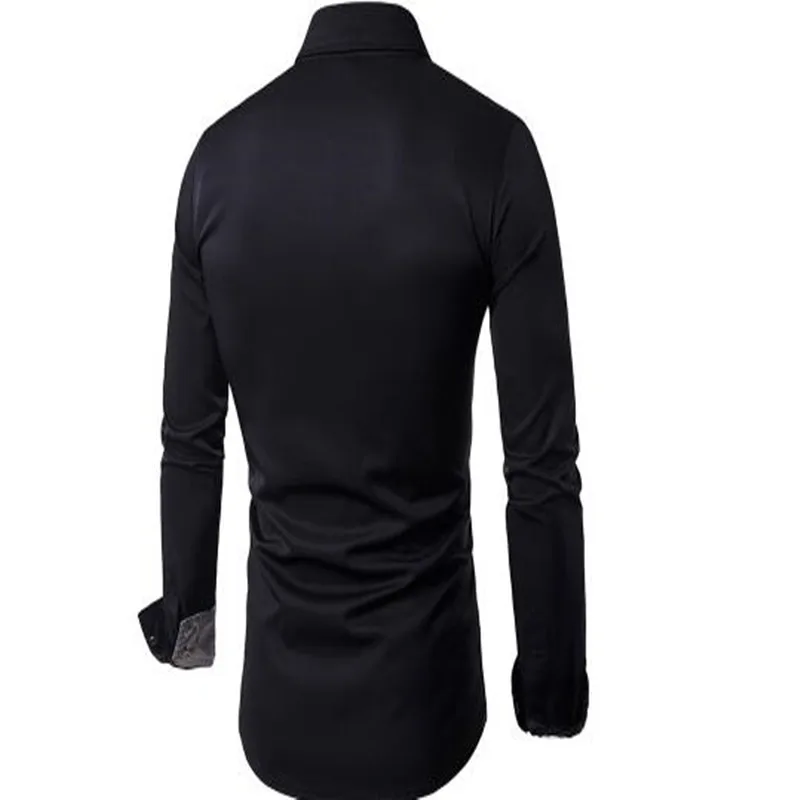 

Men's chest banquet fake pocket embellished shirt with long sleeves