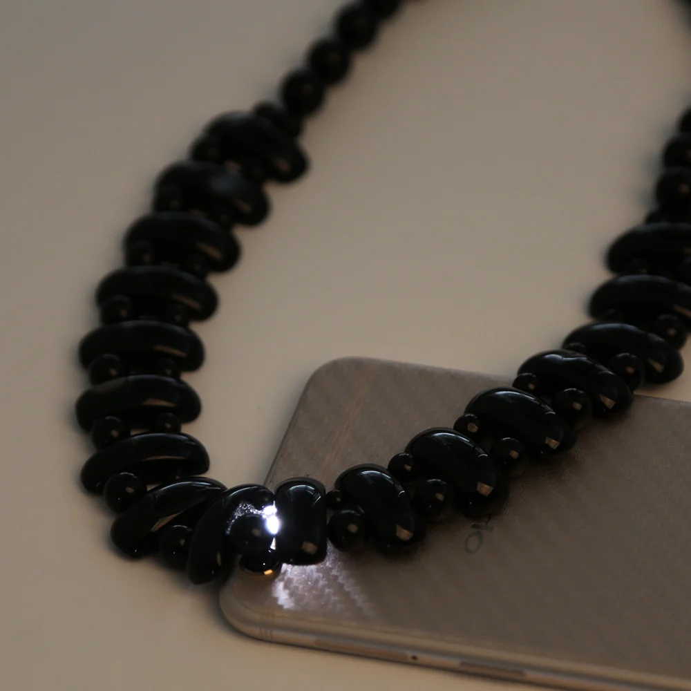 Yumten Black Agate Necklace Crystal Fashion Women Bead Chain Popular Classic Pendant Exquisite Handmade Jewelry Wholesale 5 PCS | Украшения