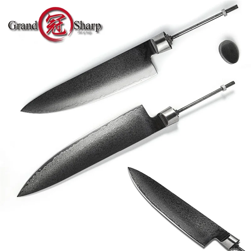 Шеф-нож Grandsharp из дамасской стали чистый лезвие 67 слоев японская Дамасская сталь