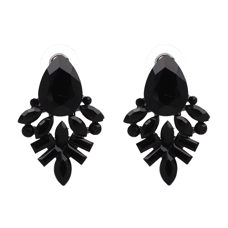 

JURAN 2018 Good Quality New Fashion Women Statement Black Clear Crystal Stud Earrings For Women Earring Factory Price W3106