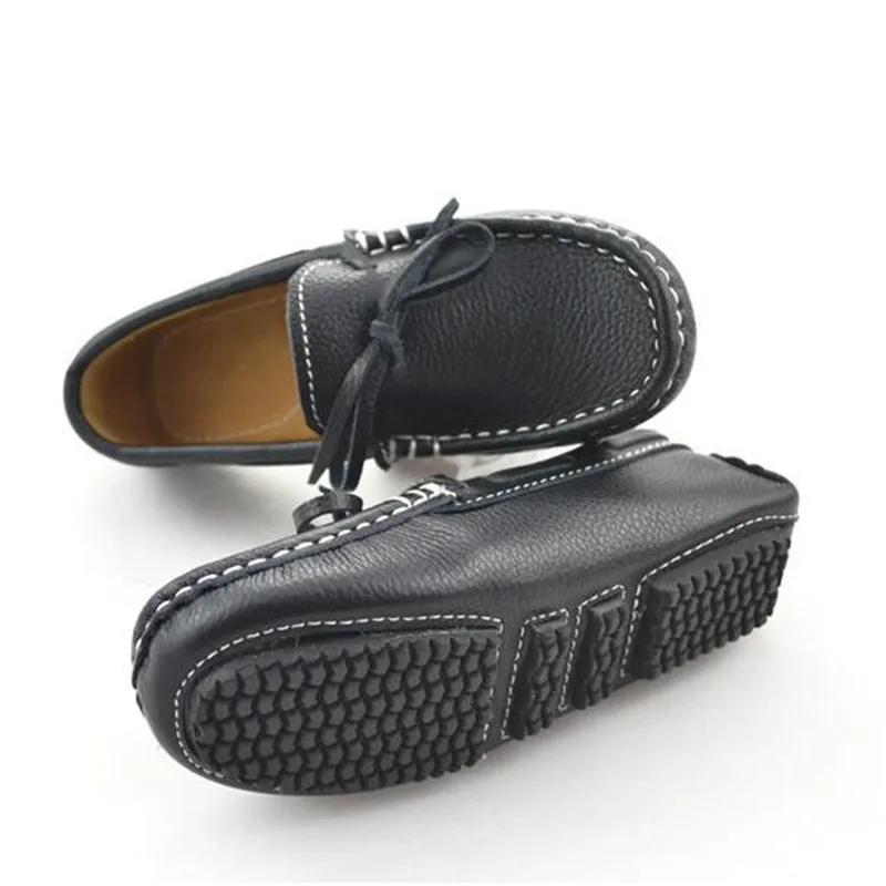 

New Spring/Autumn Loafers Boys Leather Shoes Student Baby Moccasins Flats Toddler Baby Butterfly-knot Genuine Leather Kids 02B