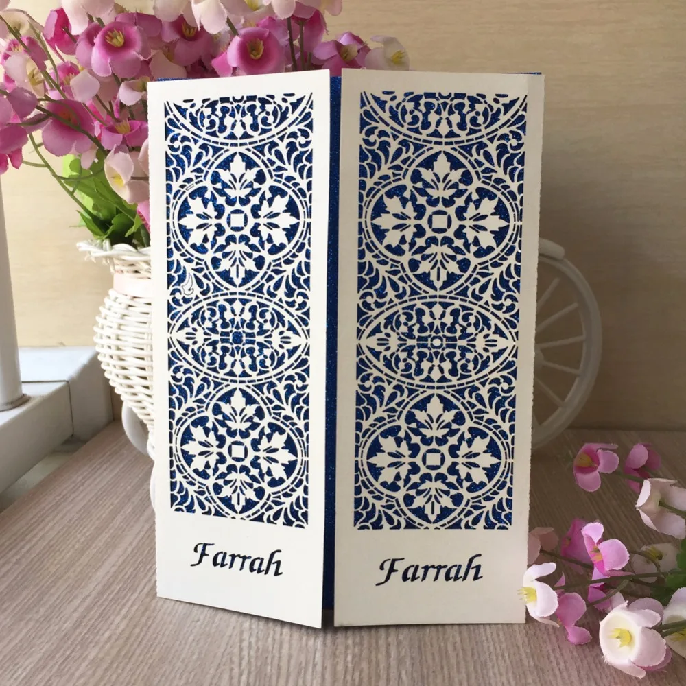 

100pcs/lot Custom name and text unqiue and romantic wedding invitation card loverly beige color greeting/baby shower invitations