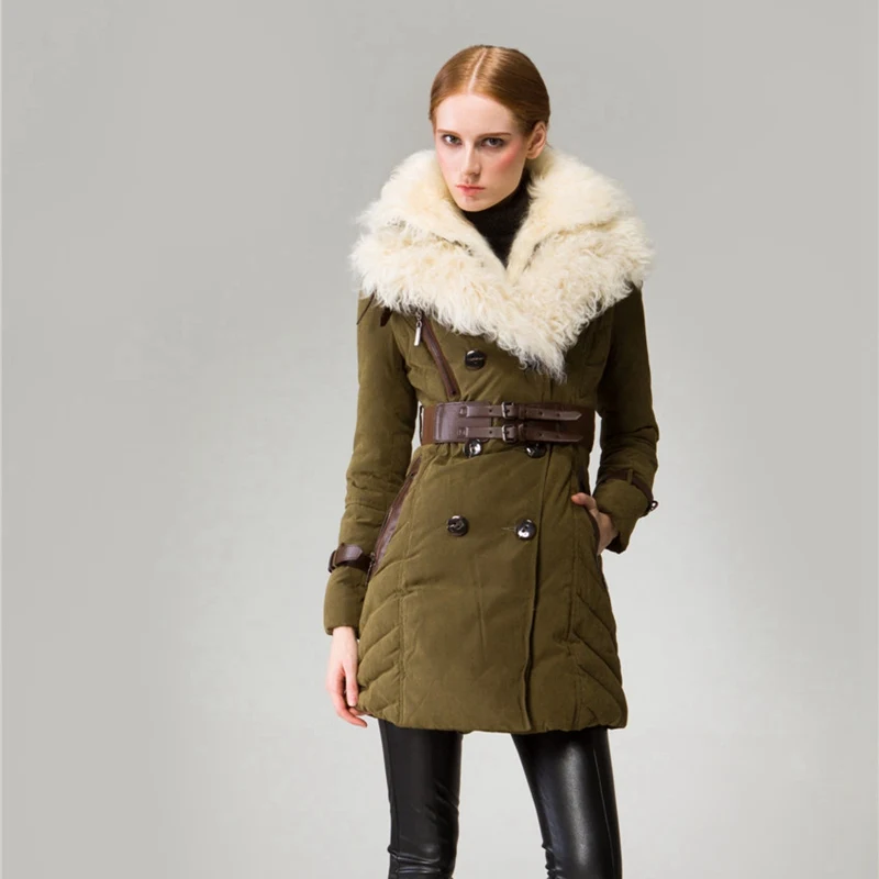 (TopFurMall) европейские женские пуховые парки пальто куртка из меха ягненка с двойным